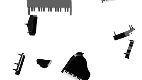 falling black pianos on white background.