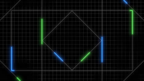 네온 led 라인과 그리드가 있는 디지털 컴퓨터 화면