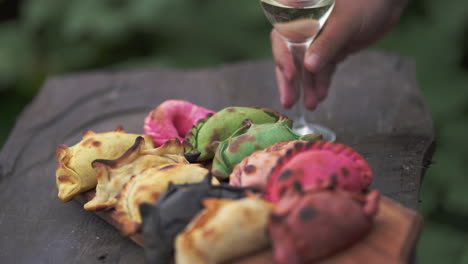 beautiful argentine empanadas in various colors and flavors