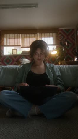 young woman working from home on a laptop