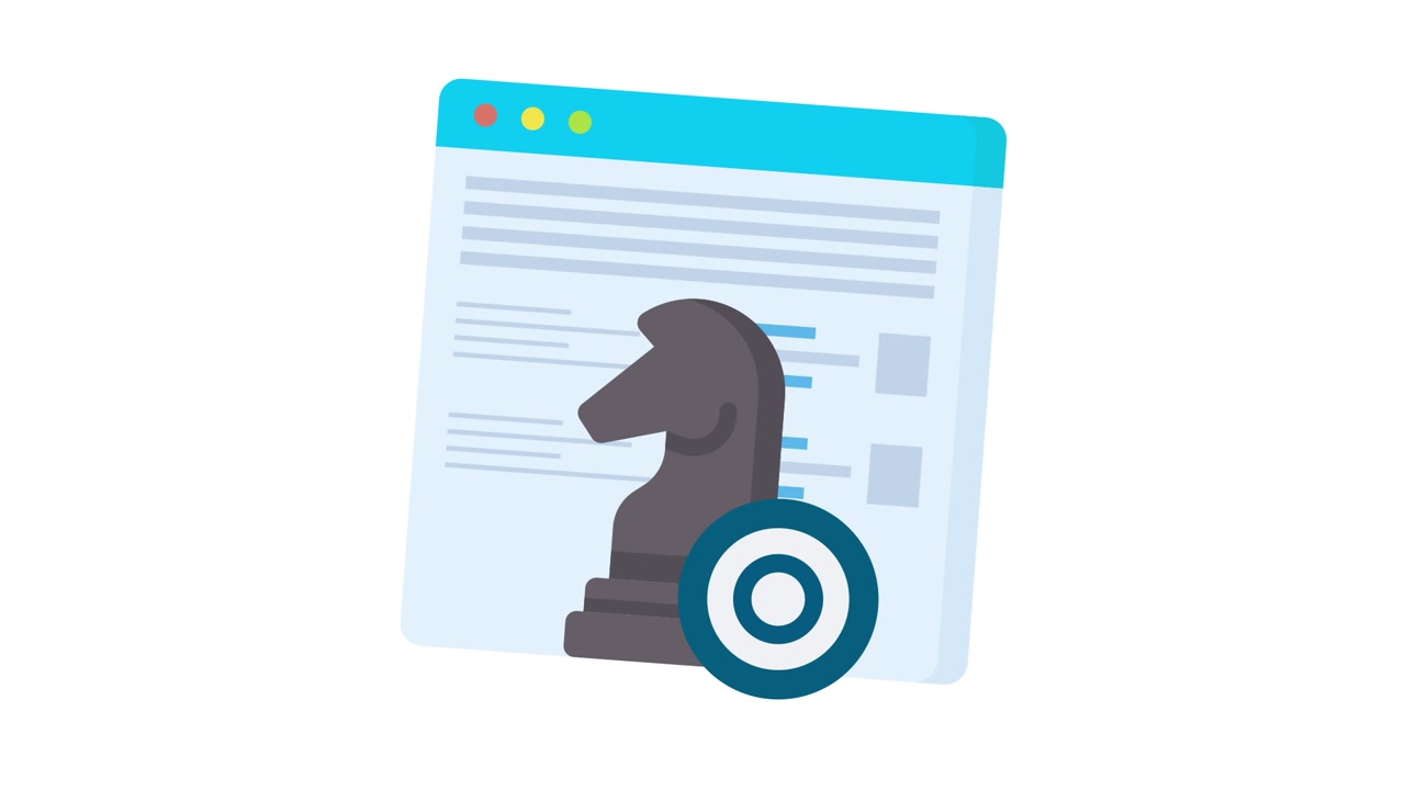 Animated Digital Strategy Concept with Chess Knight and Target