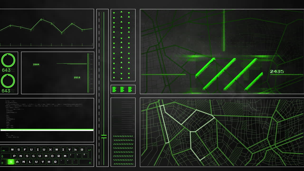 검은색 배경의 모양 위에 데이터 처리의 애니메이션