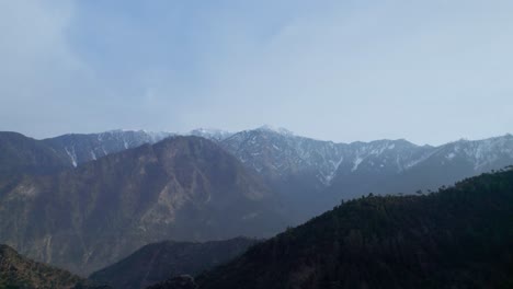 closing up view of snowy himalayan mountains in the region of kashmir