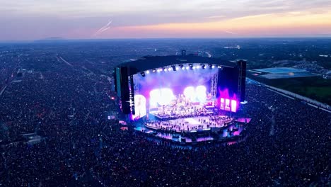 aerial view of a large concert crowd at night