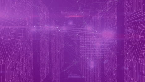 animation of network of connections over server room