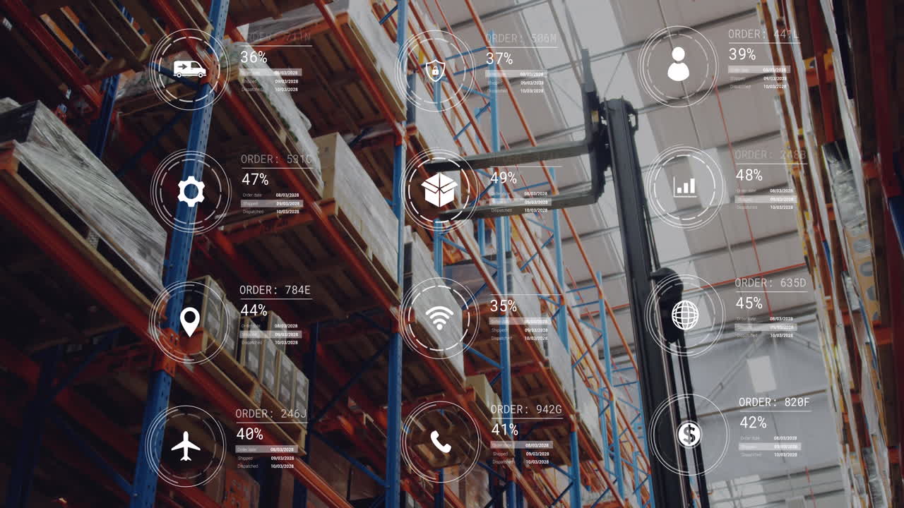 animación de iconos con procesamiento de datos sobre el almacén