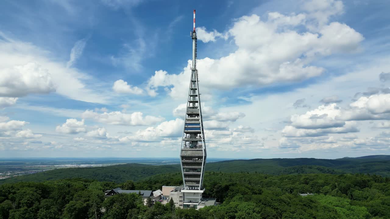 Aerial View Of Kamzik TV Tower In Koliba, Bratislava, Slovakia.