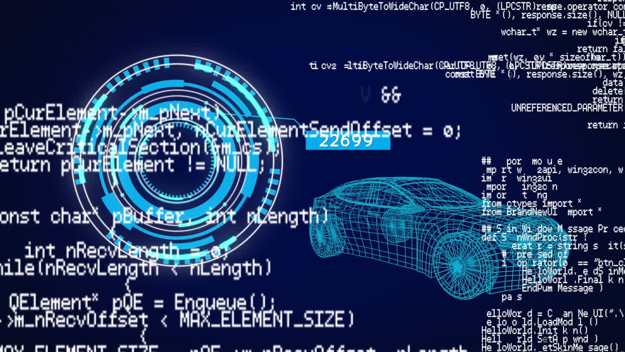 Animation of 3d car model, scope scanning and data processing