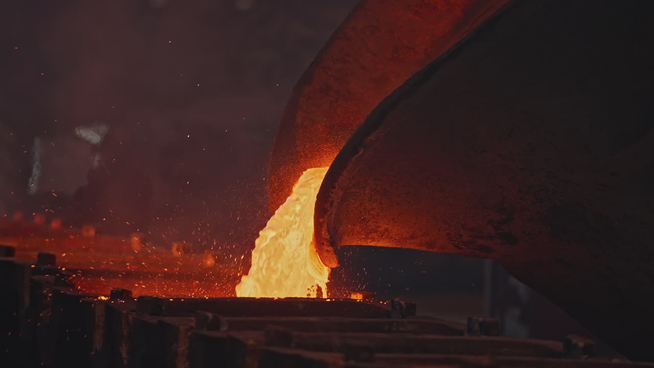 Molten Metal Pouring in a Steel Foundry