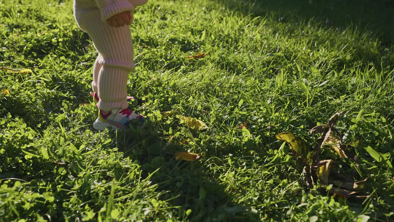 Baby girl walking in the park