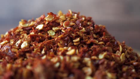 close-up of red chili flakes