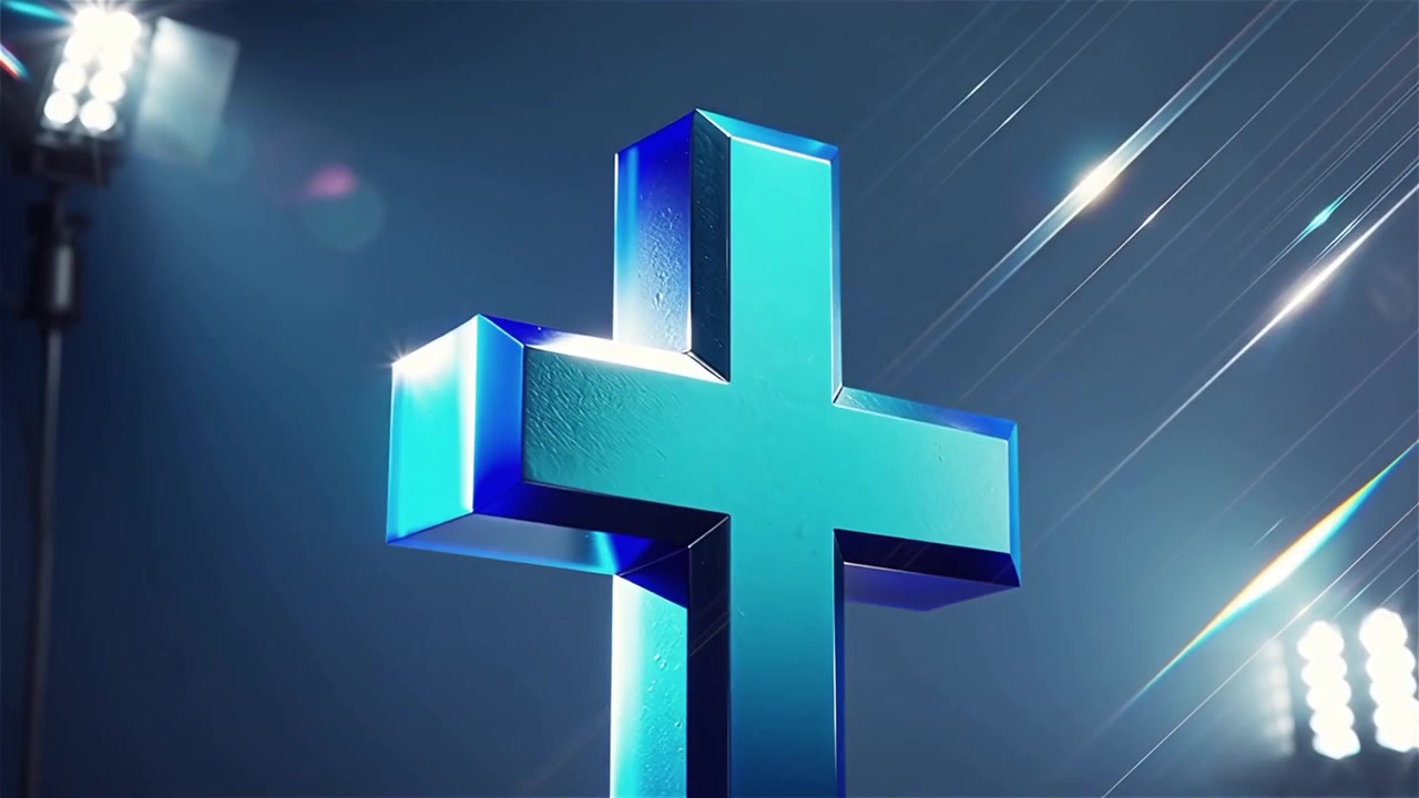 Croce Cristiana Luce Celestiale Sfondo per il Culto.