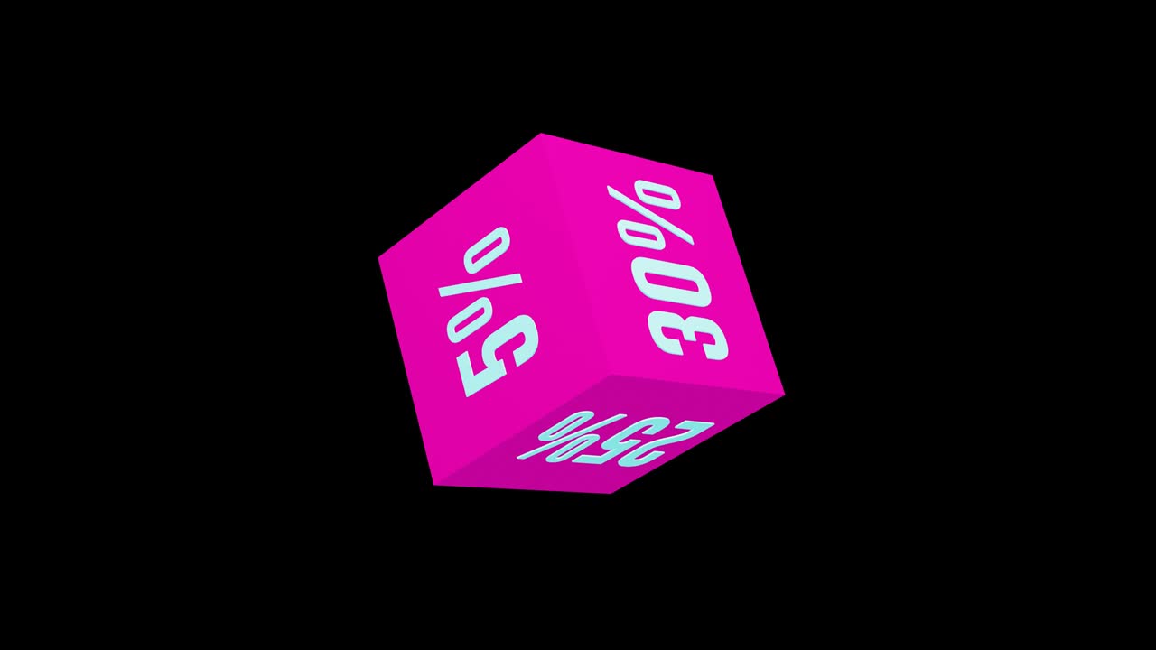 cuadrado giratorio 3d rosado con descuentos. canal alfa