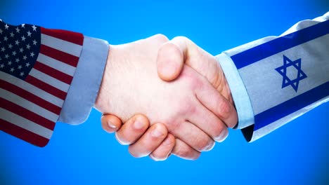 united states - israel / handshake concept animation about countries and politics / with matte channel