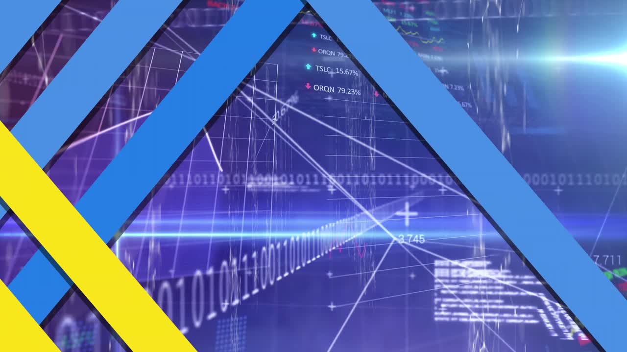 검은색 배경에 데이터 처리를 통해 모양의 애니메이션