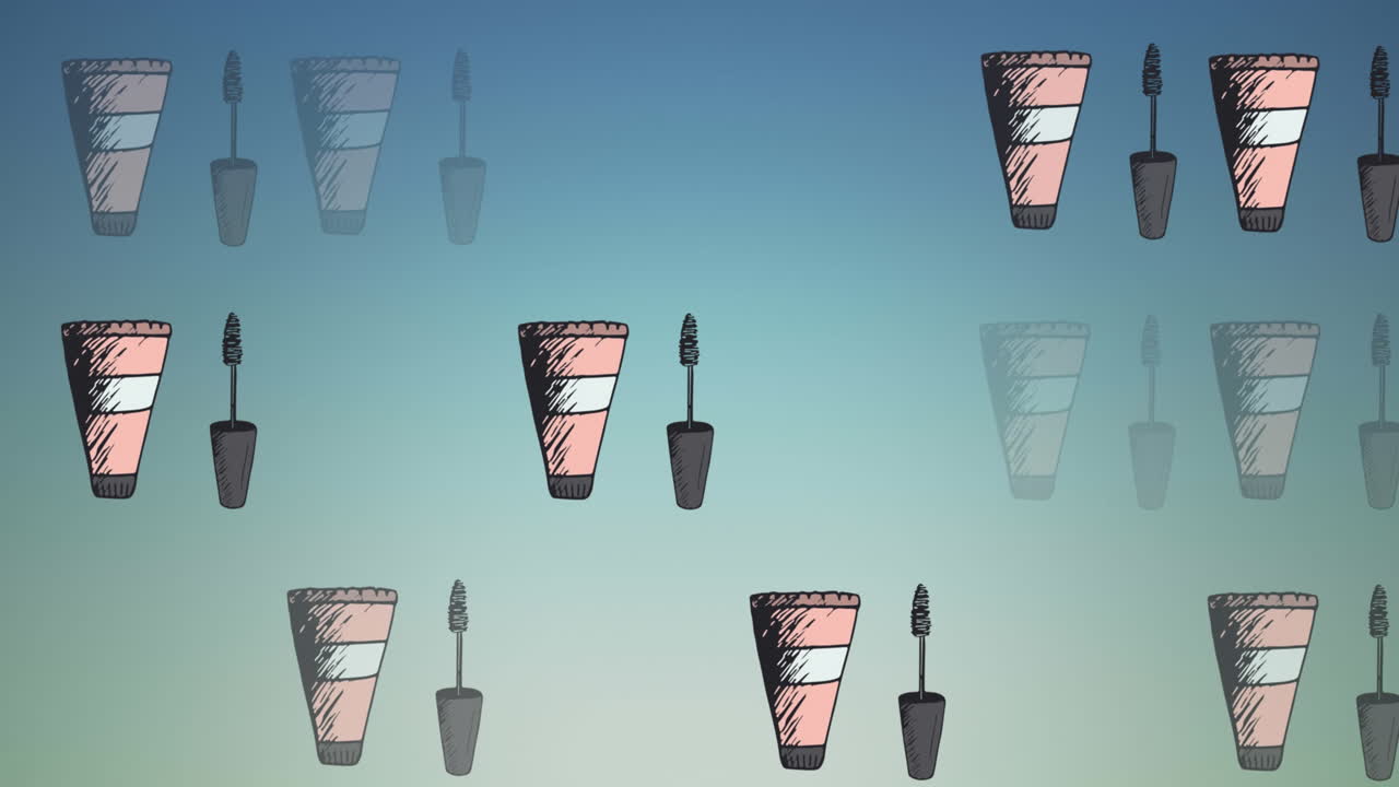 파란색 배경에 마스카라 아이콘의 애니메이션