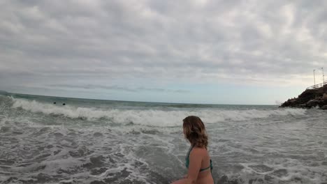 spain malaga nerja beach on a summer cloudy day using a drone and a stabilised action cam-39