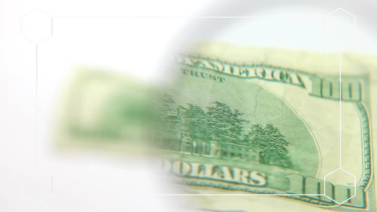 읽기 유리 위에 지폐의 애니메이션