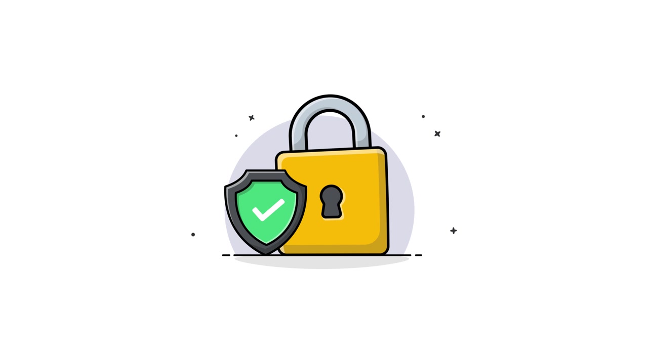 Animated Padlock and Shield Icon for Digital Security