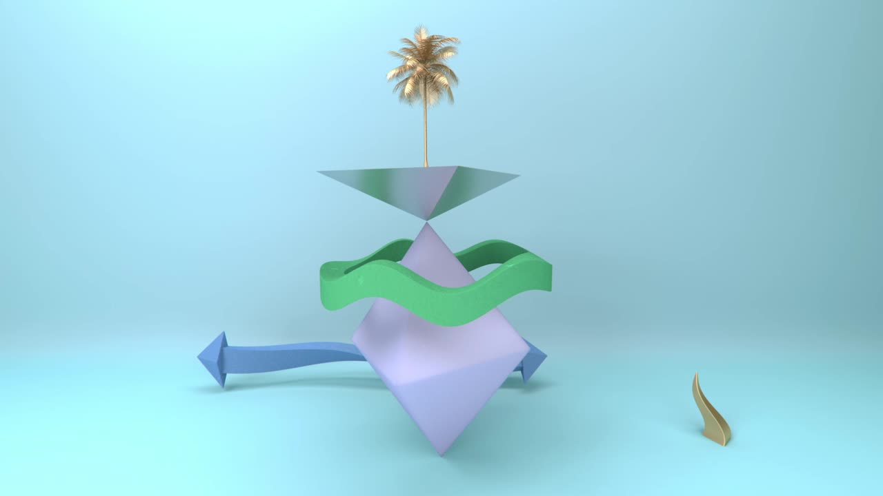 추상 황금 손바닥 3d 애니메이션 장면