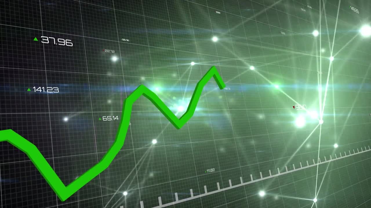 녹색 선의 애니메이션과 그리드 상의 데이터 처리