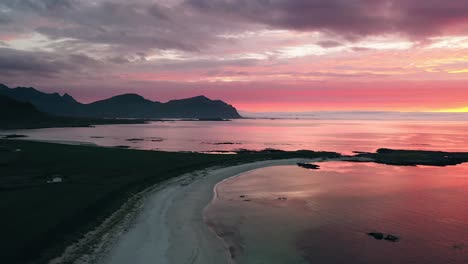 incredible sunset colors in the lofoten islands, norway