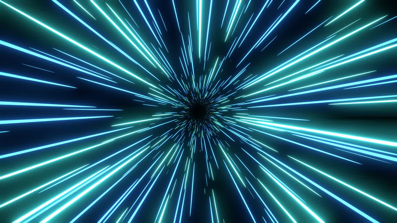 Blue speed light abstract background. Loop able Sci-fi tunnel backdrop.