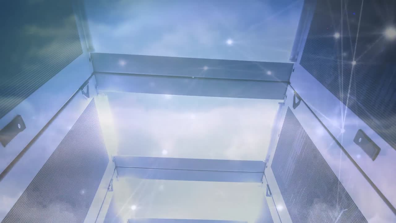 컴퓨터 서버를 통한 연결 네트워크의 애니메이션