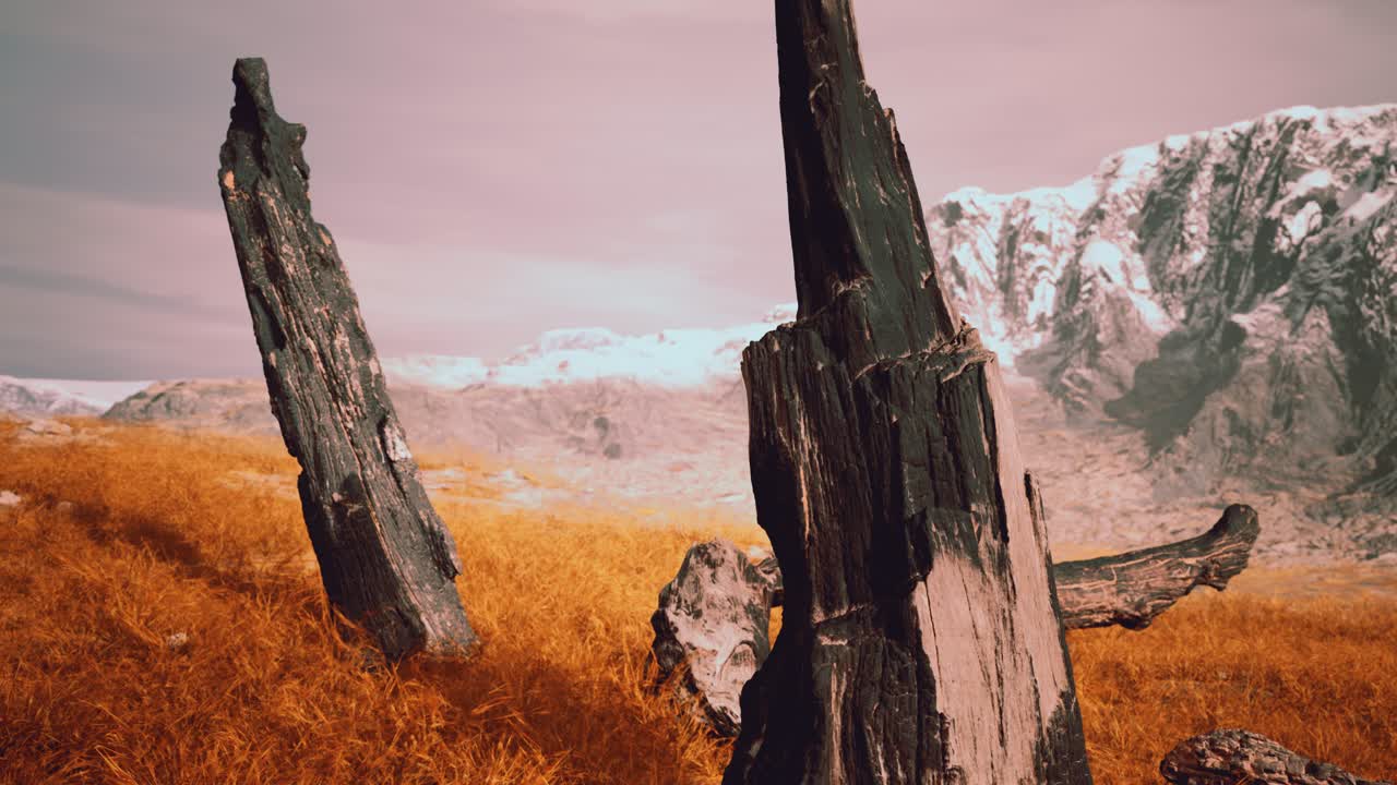 troncos de árboles quemados después de un incendio forestal