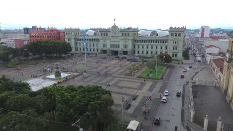 aerial shot of guatemala national cathedral and government palace