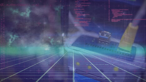 animación del procesamiento de datos financieros en pantallas digitales