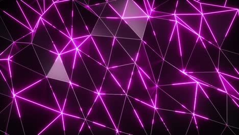 abstract motion background. low-poly dark waving surface with glowing pink light. seamless loop 3d render