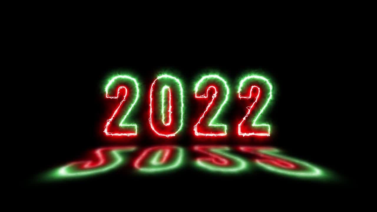 '2022' líneas de frontera de energía roja y verde animación del título. texto animado de bucle sin costuras simple. tipografía en 4k gráfico de movimiento