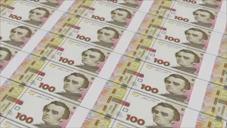 100 ukrainian hryvnia banknotes printed by a money press