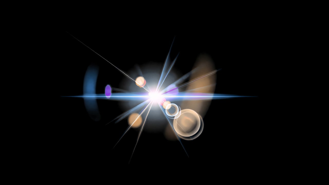 Effetto flare ottico luminoso su sfondo nero