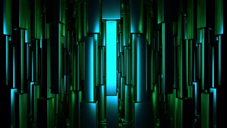 abstract green and blue geometric tunnel