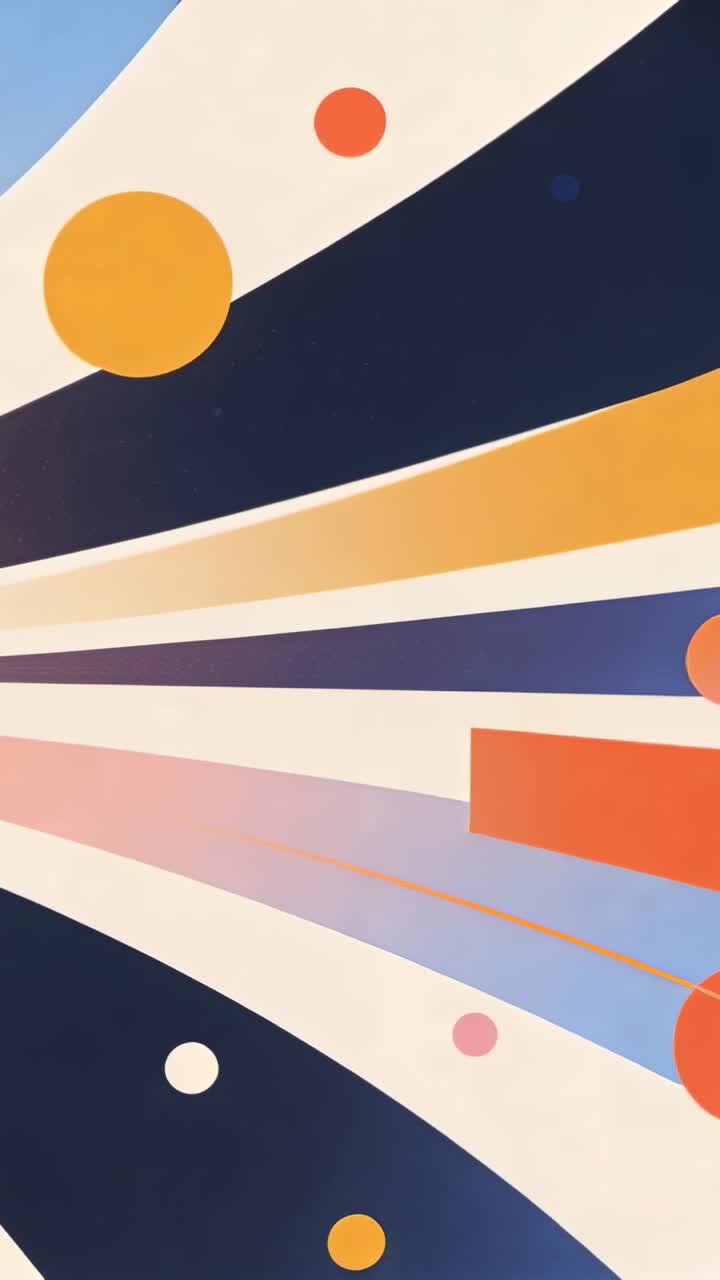 Vertical video: On playback radial bands sliding right in portrait, revealing orange bar and discs