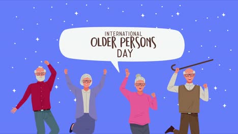 celebración del día internacional de las personas de edad con los abuelos celebrando