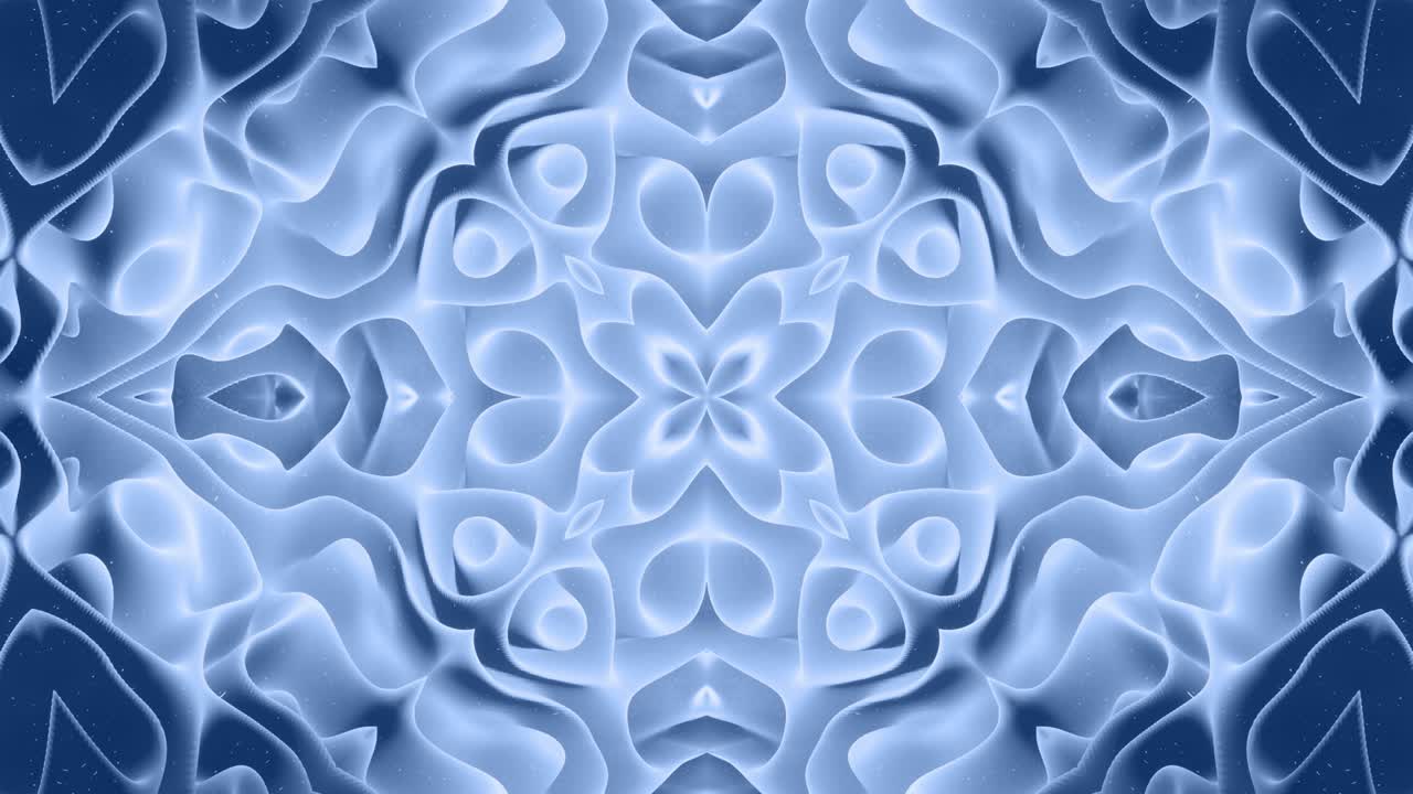 3d abstract shape like star or flower, symmetrical structure of black blue velvet material interspersed with sequins, smoothly cyclical changes shapes. Stylish soft matte background, smooth animation.