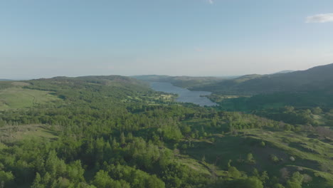 Coniston-from-Tarn-Hows,-Lake-District-National-Park,-Summer-2022,-Aerial-Drone-Prores-422-Clip-1