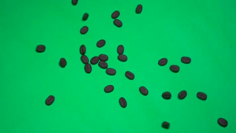 coffee beans falling up in background croma closeup view