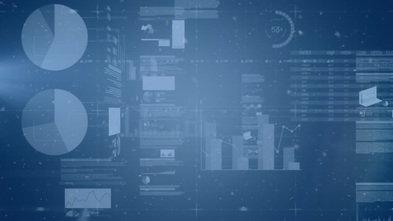 animación de estadísticas y procesamiento de datos en pantalla