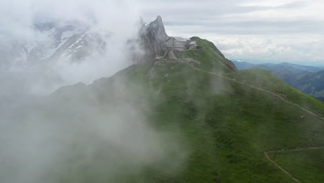 drone shot of berggasthaus schäfler in switzerland