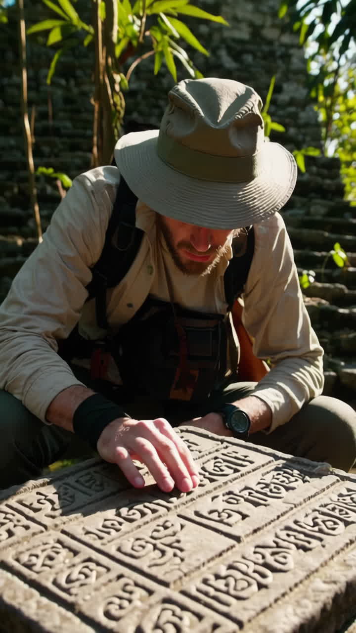 Archeolog prozkoumávající starověké mayské ruiny