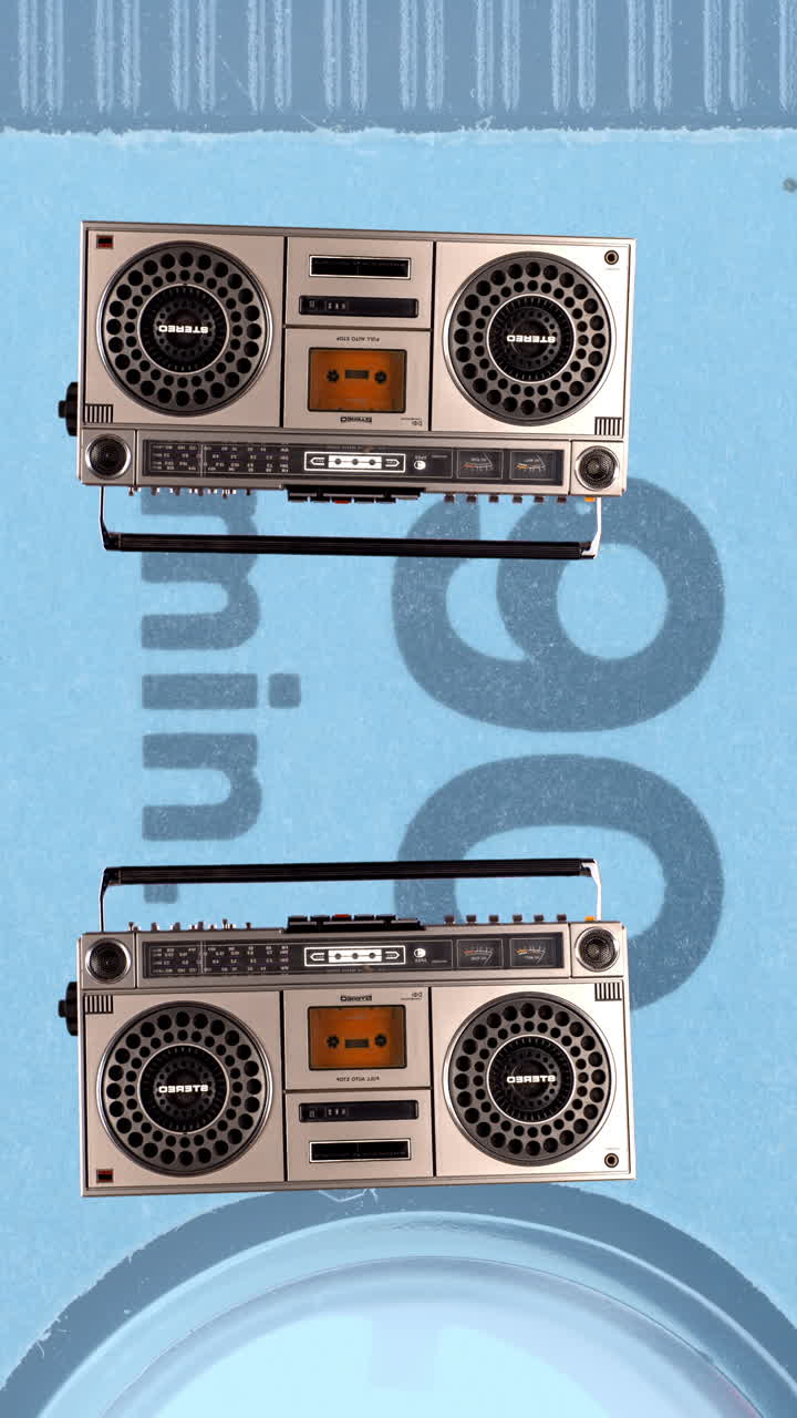 movimiento retro ghettoblaster en vertical