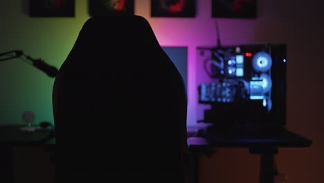 streaming and gaming home studio with professional microphone