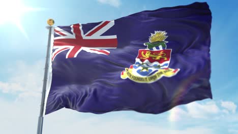 4k 3d illustration of the waving flag on a pole of the country cayman islands