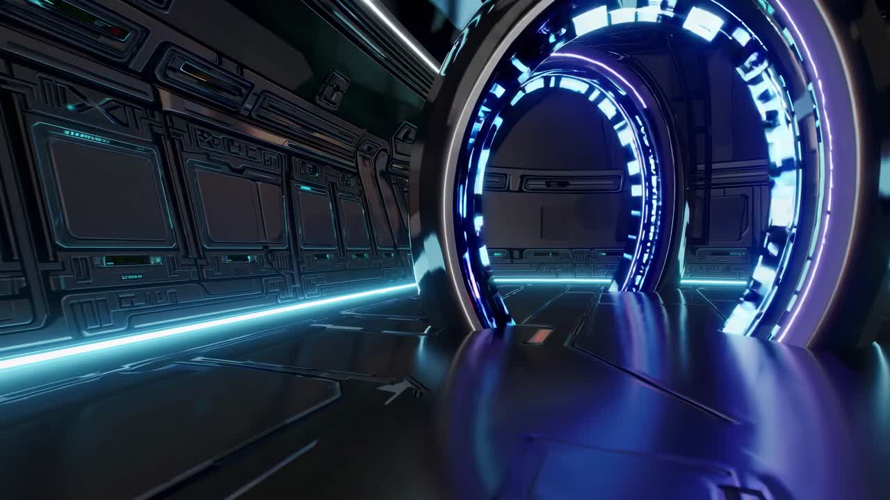 미래의 네온 터널 내부