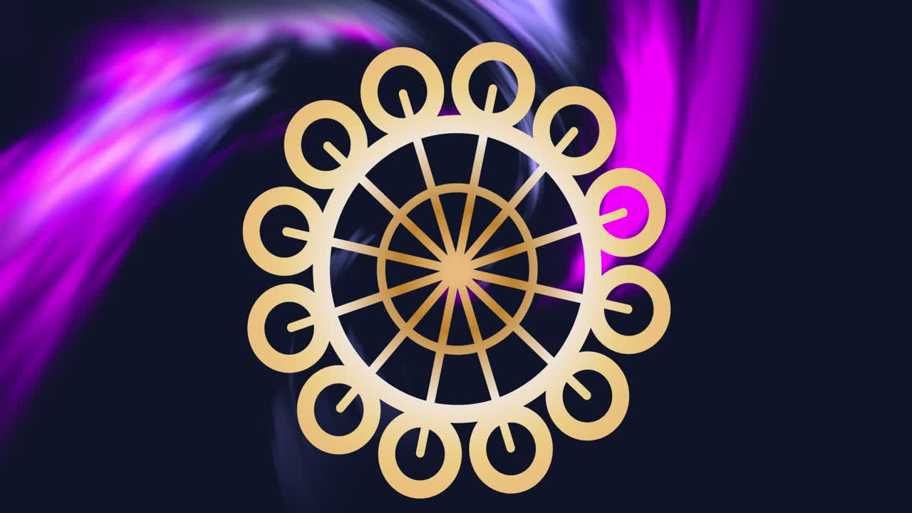 animación de vector circular con patrón abstracto de onda multicolor que se mueve contra un fondo negro.