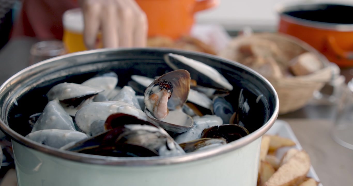 Cooking Fresh Shellfish In The Kitchen. - close up